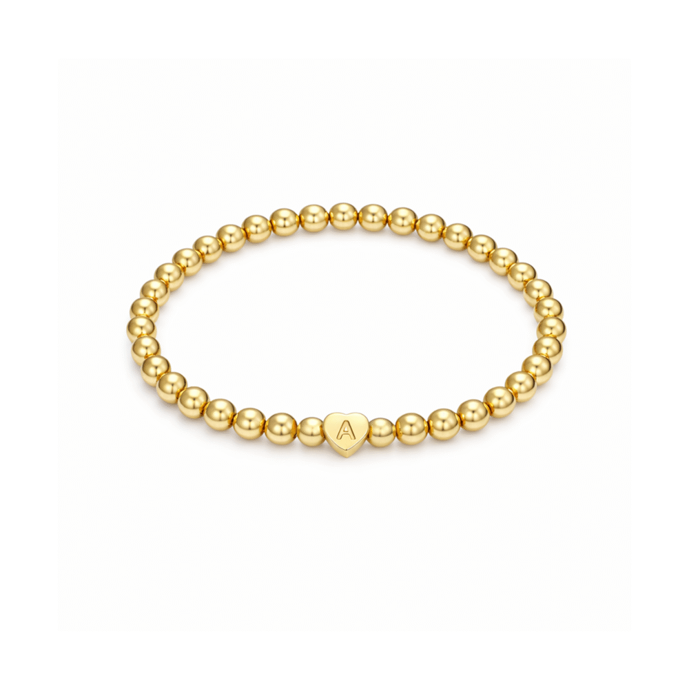 Golden Heart Custom Initial Bracelet