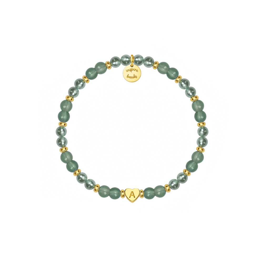 Jade Pearl Heart Initial